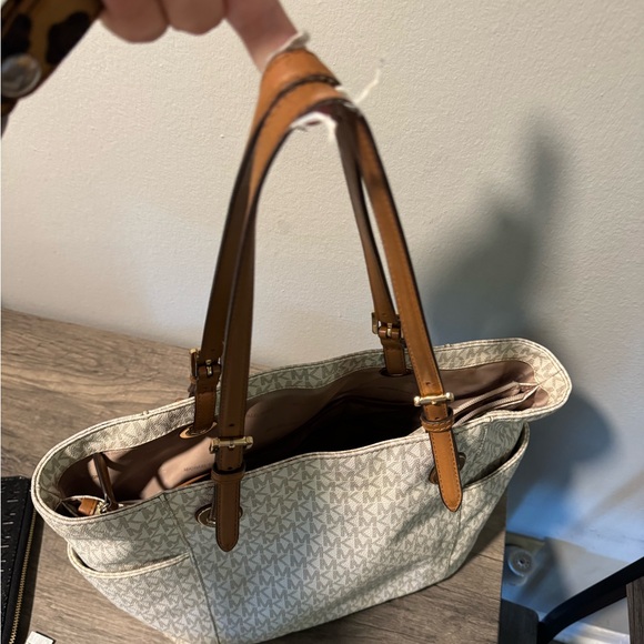 Michael Kors Cream and Tan Structured Tote - Picture 3 of 4